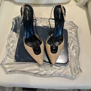 Giorgio Armani Women's Beige and Black Slingback Heels